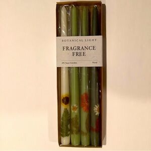 Taper Candles With Pressed Flowers Set Of 4 New In Box
